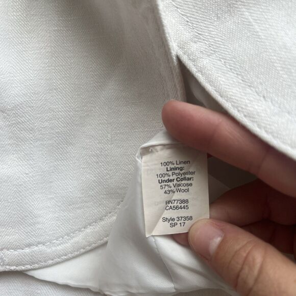 J Crew Schoolboy Blazer Size 4 White 100% Linen Jacket Academia Career Preppy - Picture 3 of 8